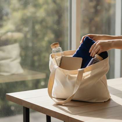 The Reset Wrap packed in a bag for travel